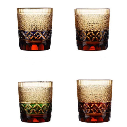 Edo Kiriko Tumbler Unique Hand Carved 8oz Rocks Glass Japanese Style Whiskey Glasses for Cold Drinking for Presents