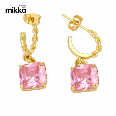 Wholesale Luxury CZ Stone Square Women Jewelry Bridal Wedding Stud Earrings Gift