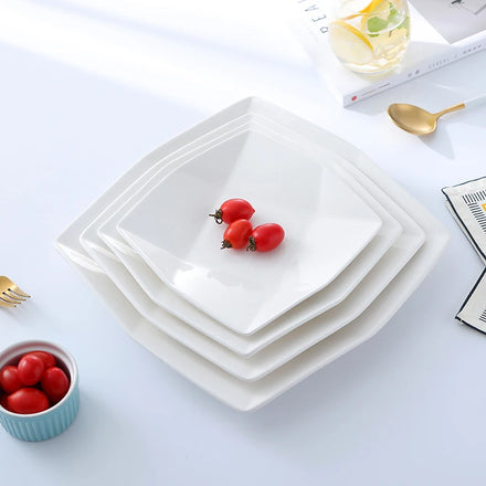 Best Price Square White Ceramic Dinner Restaurant Porcelain Dishware for Pasta Spaghetti Europe Style Customizable Dining