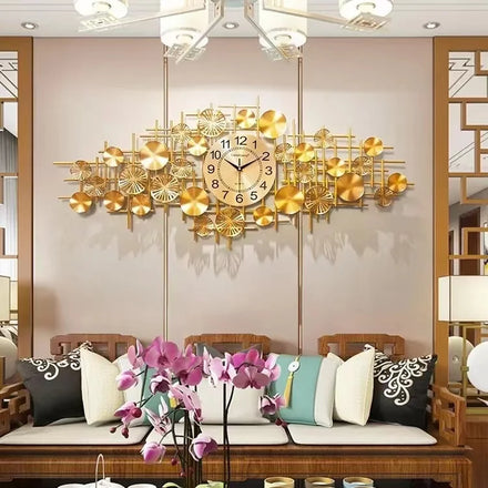 120x52cm Fashion Art Hanging Wall Background Decoration Watch Modern Light Luxury Living Room Household Clock Wall