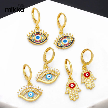 Fashion Bohemian Dripping Oil Blue Turkish Eye Dainty Hoop Earring Multi Color Enamel Eye for Women Jewelry Accessories
