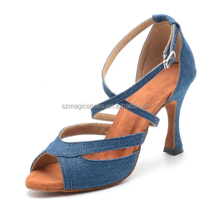Wedopus Blue Denim Latin Dance Shoes Ladies