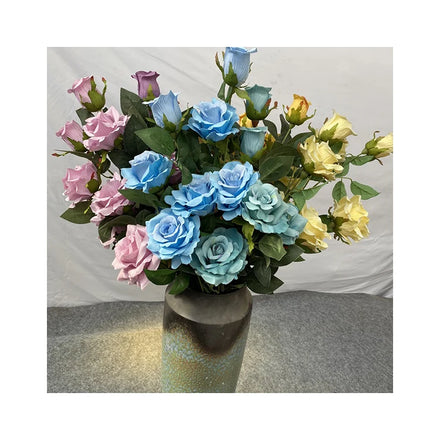 Red Roses Artificial Flower 8 Heads Fengyan Rose Flower Artificial Plastic Flowers