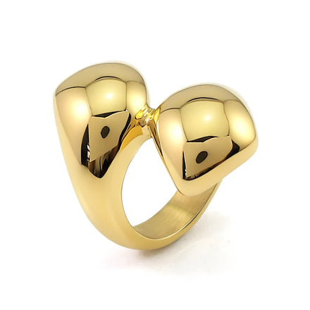 Simple Wedding Couple Ring Stainless Steel Gold Ring Mirror Polished Gold Irregular Mens Ring Girl Finger Jewelry