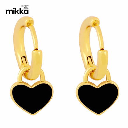 Trendy Colorful Heart Enamel Pendant Earrings with 18K Gold Plated Hoop Earings for Women Party Jewelry