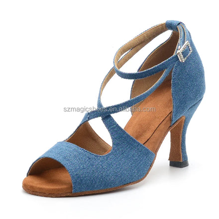 Wedopus Salsa Dance Shoes Denim