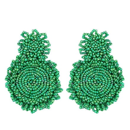 Boho Ethnic Beads Drop Dangle Earrings for Women Colorful Round Big Circle Pendant Earring