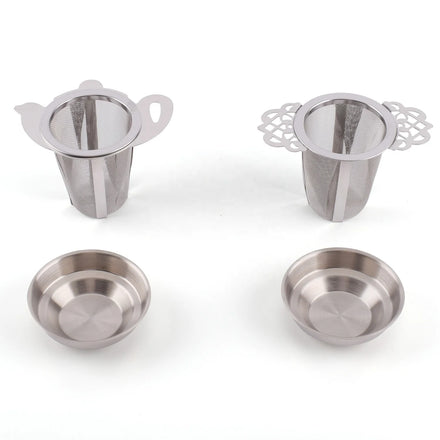 New Design Teapot Shape Handle Stainless Steel Tea Basket With Saucer