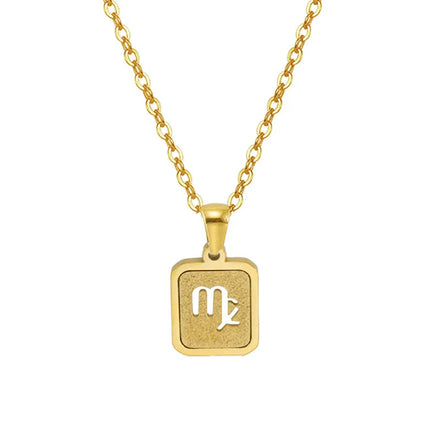 Dainty 18k Gold Plated the Zodiac Pendant Necklace Hollow Horoscope Charm Necklace Choker Jewelry