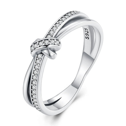 Factory Wholesale 925 Sterling Silver Vintage Knot Band Rings for Women Retro Clear CZ Wedding Ring Bezel Fine Jewelry SCR896