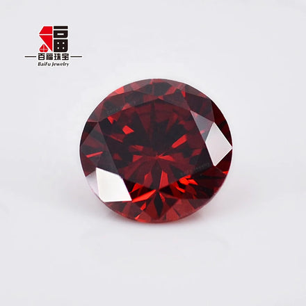 Baifu Loose Gemstone Garnet CZ Round Brilliant Cut 1.0-3.0mm 5A Grade Cubic Zirconia