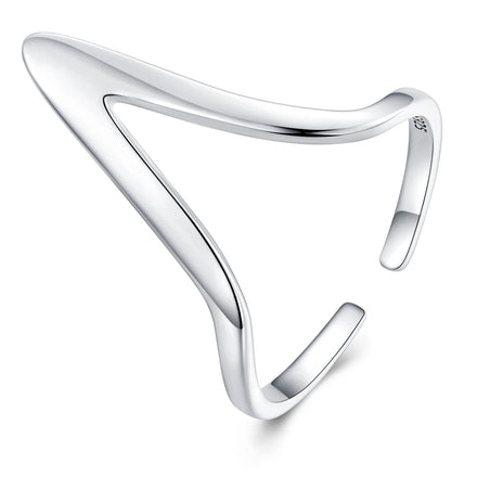 Factory 925 Sterling Silver European Simple V-shaped Rings for Women Statement Rings Minimalism Fashion Jewelry Gift SCR897