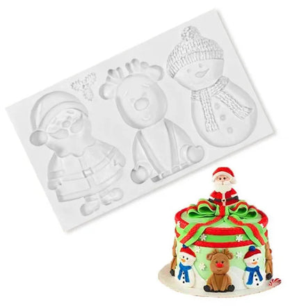 HY Large Christmas Silicone Mold 3D Santa Claus Mold Snowman Mold for Fondant Cake Decoration Resin