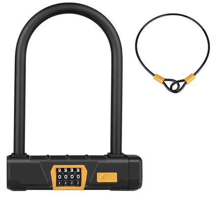 Outdoor Mountain Bicycle Lock RTS Keyless Security U-Lock with 4-Digit Combination Anti-theft Password U-Shaped Design