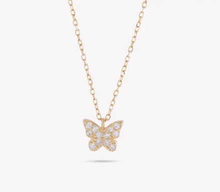 Custom Handmade 18K Gold Plated Small Butterfly Pendants Fine Jewelry for Girls in 925 Sterling Silver Necklaces