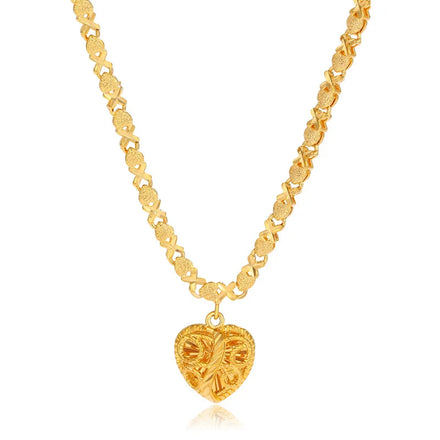 Gold 24K Charm Necklace Original Design Heart Necklace for Women Fashion Jewelry
