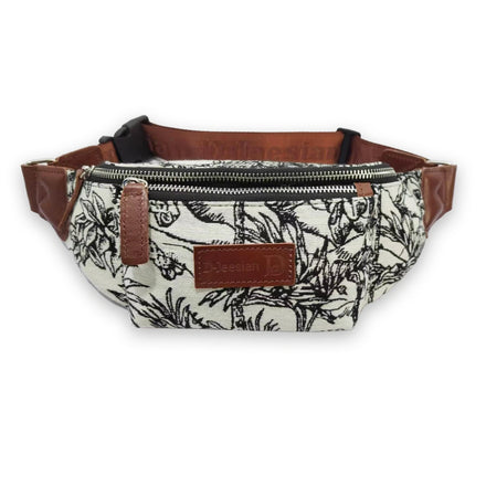 In Stock Men Leather Waist Bag OEM Casual Fanny Pack Genuine Leather Belt Bag Shoulder Crossbody Bag With Jacquard