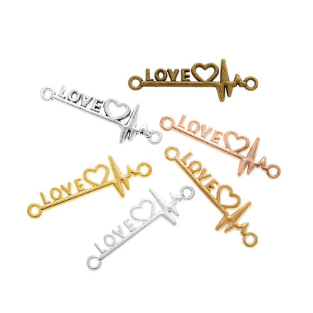 YuenZ 6 Color Heartbeat Connector Charms Alloy Metal Pendants for Handmade Jewelry Accessories Making B1103