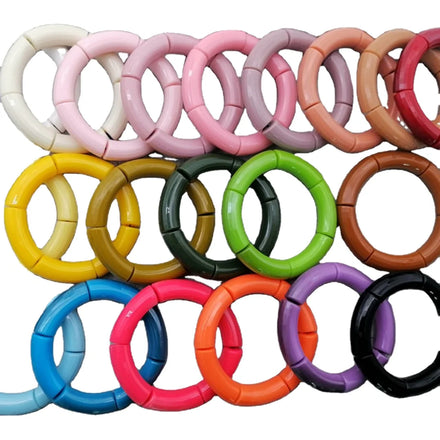 Classical Yiwu Factory Resin Bamboo Bangles Creative Retro 12mm Fold Wear Chunky Accessories Acrylic Tube Beads Bracelet Woman