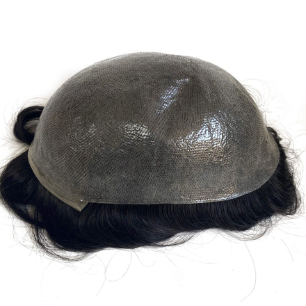 Wholesale Elegant Hair Purely Color PU Thin Skin Handmade Men Human Hair Toupee Protesis Capilares Hombres
