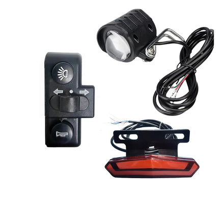 Electric Bicycle 36V 48V 60V 72V Warning Turning Brake Light Horn Ebike Headlight Front and Tail Rear Light Sets