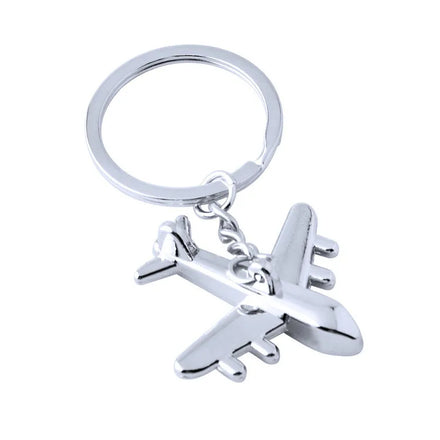 Fashion Polished Silver Aircraft Airplane Metal Keychain Airplane Model Key Fob Keyrings