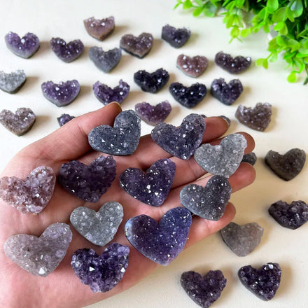 Wholesale Hand-carved Mini Natural Crystal Amethyst Cluster Heart