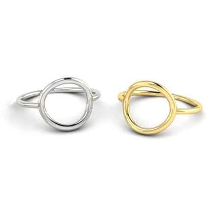 Women Vintage Geometric Dainty Stackable Stainless Steel Round Pvd Gold Plated Midi Classic Rings
