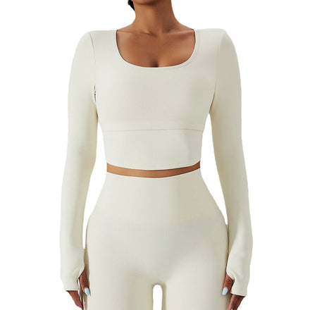 WholesaleTights Stretch T-shirt Long Sleeve Yoga Clothing Training Gym Running Sports Top for Women
