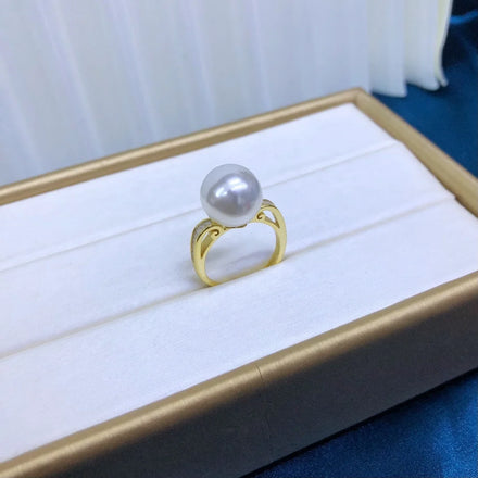 R1117 11-12mm Natural Freshwater Pearl Ring Accessory 925 Sterling Silver Adjustable Size Engagement Jewelry Ring for Women