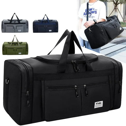 Low Moq Custom Logo Waterproof Travel Duffel Bag 65L Large Capacity Portable Outdoor Casual Weekend Overnight Shoulder Handbag