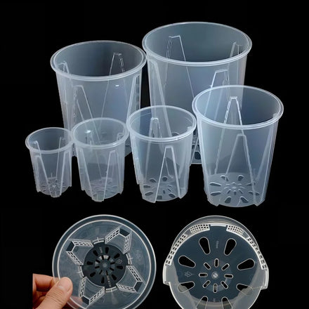 Plastic Transparent Flower Pots Orchids Grow Breathable Root Control Plant Pot with Hole Clear Planter for Phalaenopsis Plant