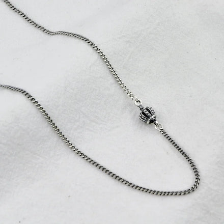 925 Sterling Silver Retro Long Chain Necklace Vintage Cool Men Necklace Crown Fashion Jewelry Necklaces for Women