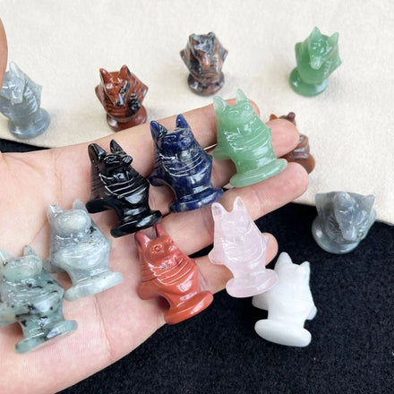 Natural Yellow Crystal Polished Anubis Statue Egypt Carving Love Theme