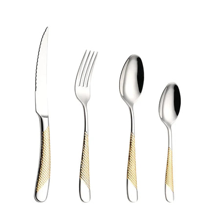 High End Luxury304 Stainless Steel Gold Dinner Knife Spoon Fork Cutlery Set Wholesale Silverware Set Flatware Dinnerware