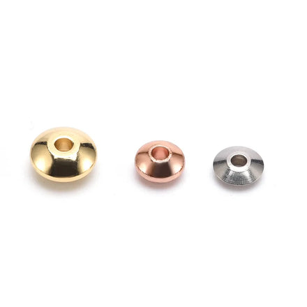 Wholesale Stainless Steel Flying Saucer Beads Gold Plated Round Flat Spacer Beads for Diy Jewelry Making Accessories