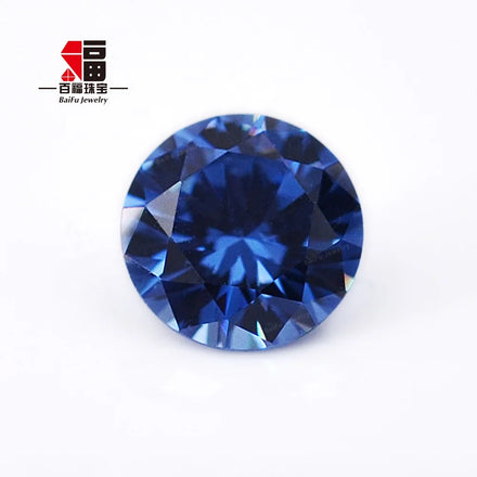 Baifu Dark Sapphire Round Brilliant Cut Cubic Zirconia 1.0-3.0mm 5A Quality Loose Gemstones Wholesale
