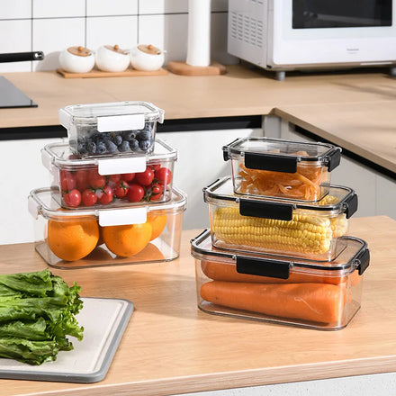 Transparent Sealed Food Storage Container With Lid Refrigerator Freezer Plastic Rectangle Preservation Box BPA Free Airtight Jar