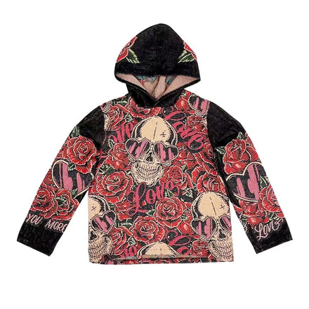 Custom Eco-Friendly Autumn Tapestry Clothing Jacquard Woven Polyester/Cotton Sweater Blanket Hoodie with Sleeves