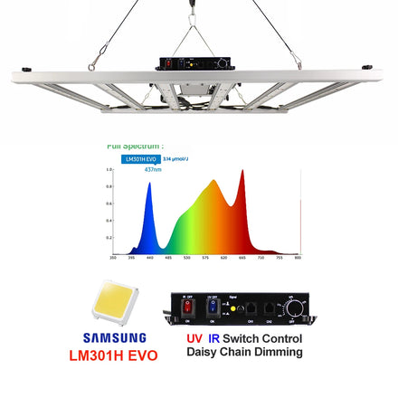 Figolite Grow Light 6 Bars E4000 LM301H EVO/LM301H 480w Led Indoor Grow Light Kits Meanwell Driver UV IR Switch