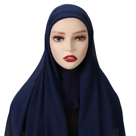 Wholesale Newest Muslim Women Fashion Headscarf Hijab Set Plain Chiffon Instant Scarf Shawls With Bonnet Hats