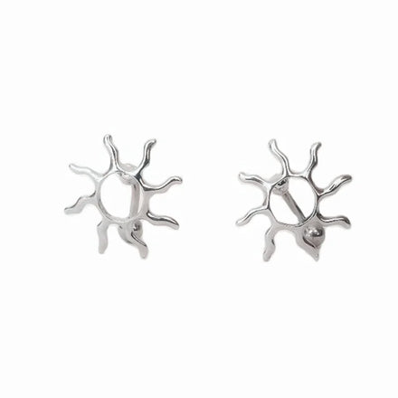 Stainless Steel Curving bar Hollow Sun Shape Belly Button Ring Heronsbill Navel Ring Piercing Body Jewelry