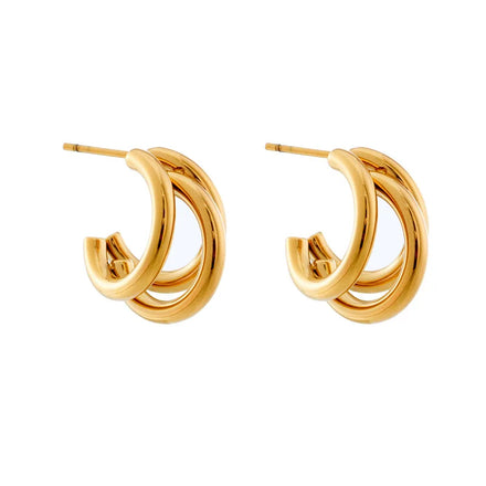 Wholesale Fashion Fine Jewelry Simple Gold-plated Circle Earrings Geometric Design Stainless Steel Earrings for Women