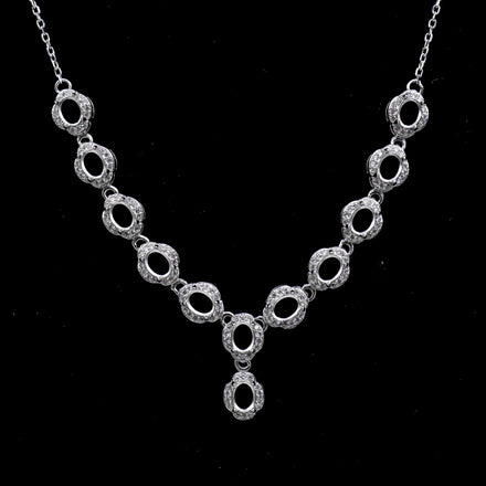 Sterling Silver 4*5mm Semi Mount Necklace Empty Support Blank Claw Setting S925 Base Holder Without Center Stone for DIY Inlay