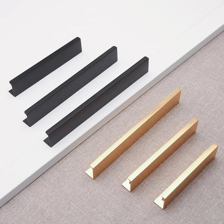 Modern Concealed Handle Cabinet Door Handles Wardrobe Drawer Pulls Black Edge Corner Handles
