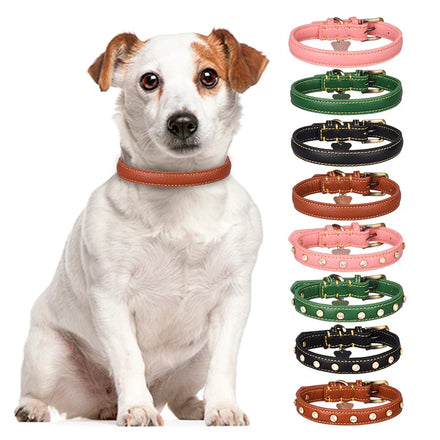 Premium Luxury Real Leather Dog Collar Genuine Cowhide Leather Personalized High Durable Bling Iced Out Sparkling Rhinestones