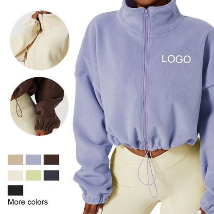 Joyyoung Yoga Sports Winter Fashion Fleece Long Sleeve Jacket Thickness Women Collar Zipper Sports Top With Warm Casual Jacket