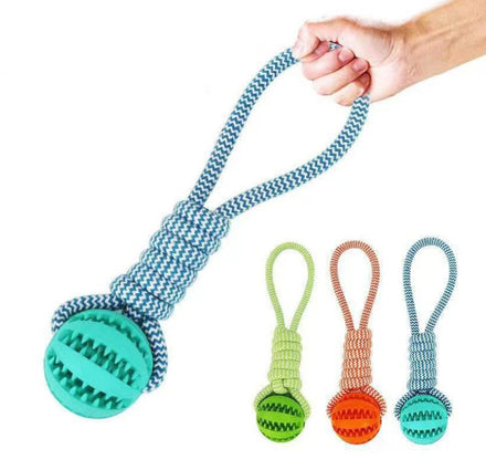 Rubber Pet Rope Ball Toys Resistant Molar Teeth Food Dispensing Bite Knot Training Interactive Dog Rope Ball Toys