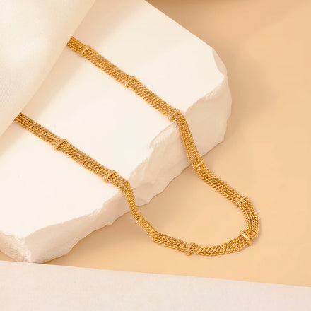 European and American Trendy Simple Chain Necklace for Women 18K Gold Plated Multi-Level Fashion Jewelry From Brass for Gift