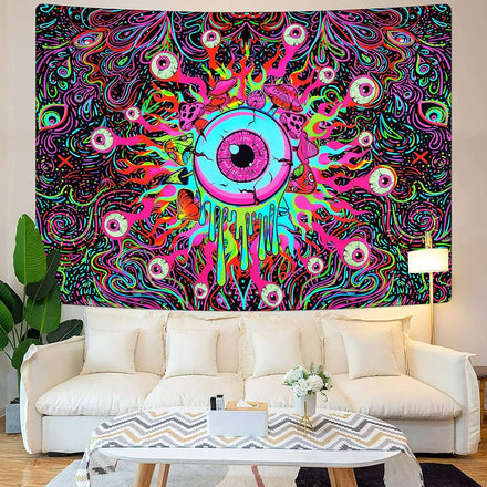UV Reactive Psychedelic Mandala Elephant Butterfly Woven Printed Tapestry Buddha Wall Hanging Sun Room Decor